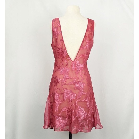Vintage 90s Victoria's Secret Nightgown Pink Floral Sheer Short Gold Label… - Picture 4 of 6